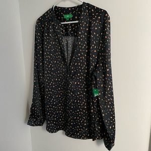 Blue leopard print blouse